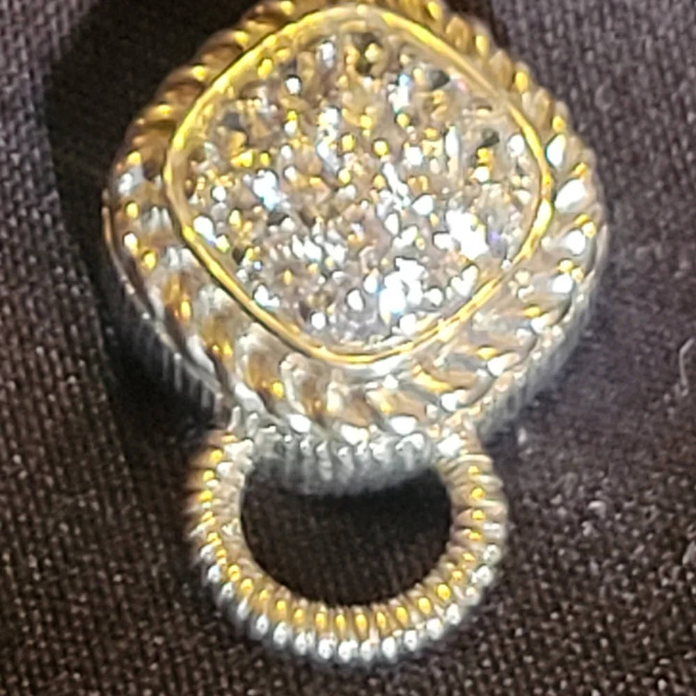 Judith Ripka Silver and Gold Textured Pendant - Picture 1 of 6